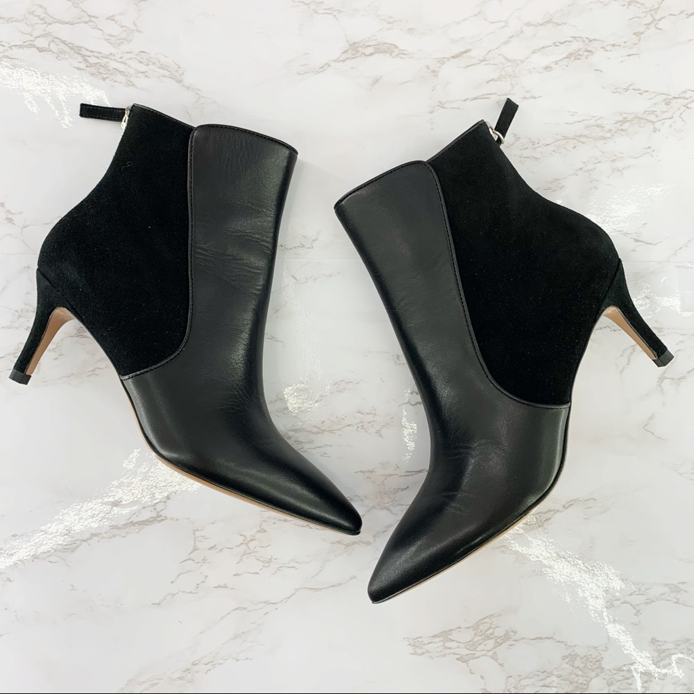 Veronica Beard Josie Black Leather Booties Pointed - Picture 8 of 10